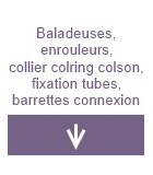 Baladeuses, enrouleurs, colliers Colring et Colson, fixation tubes, barrettes de connexion